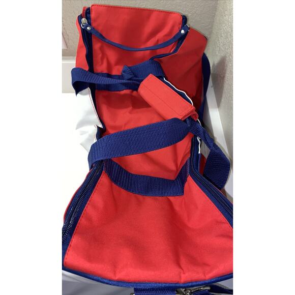 Lacoste Live Parfums Gym Sport Duffle Bag Tennis Racquetball Red White Blue - Picture 3 of 11